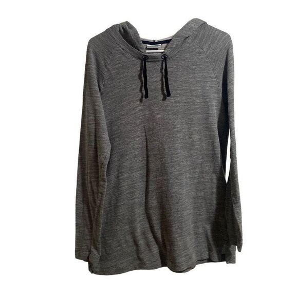 Columbia Heather Gray Cotton Blend Cloth Knit Drawstring Hoodie Women Sz Medium - Picture 1 of 9